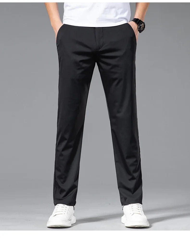 High Elastic Ultra-thin Casual Pants Men's Quick-drying Comfortable Soft Business Korean Spring Summer Trousers Brand Clothes