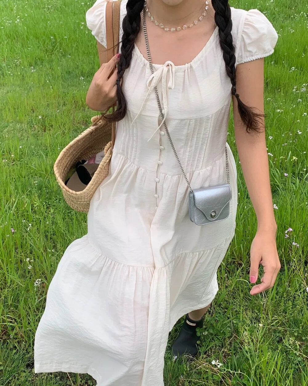 Spring 2025 Chic A-Line Dr Korean Sle Long Svel Women's Faionable Gown Ele Personali Commute Suitable Dr