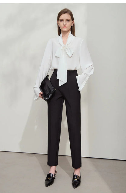 Minimalist Women's Premium Chiffon Blouse 2025 Autumn New Elegant French Luxury Commuter Basic Loose Shirt Tops 12541048