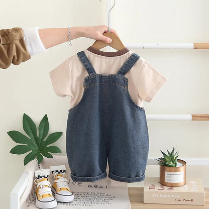 New Summer Baby Boys Clothes Suit Children T-Shirt Overalls 2Pcs/Sets Kids Girls Clothing Infant Cartoon Toddler Costume Outfits