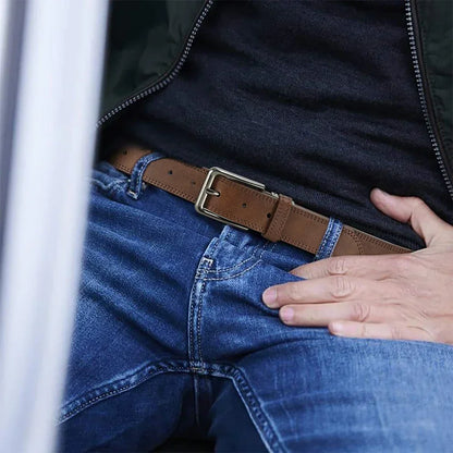Men Belts High Quality Genuine Leather LONG Large Pin Buckle Metal Automatic Buckle Male Belts Strap Male