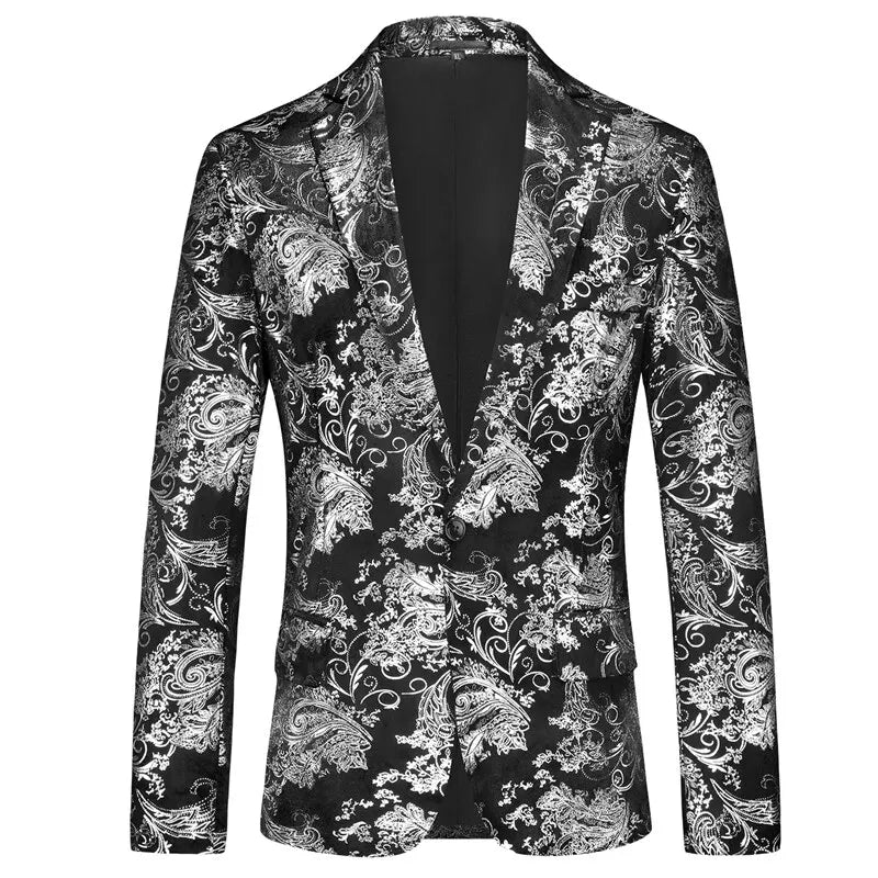 Off-white Men's Long Sleeve Suit Jacket, Gold Printed Party Coat, Asian Size Blue Blazers, Red and Silver Tops.