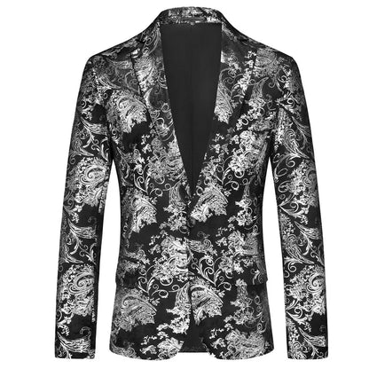 Off-white Men's Long Sleeve Suit Jacket, Gold Printed Party Coat, Asian Size Blue Blazers, Red and Silver Tops.