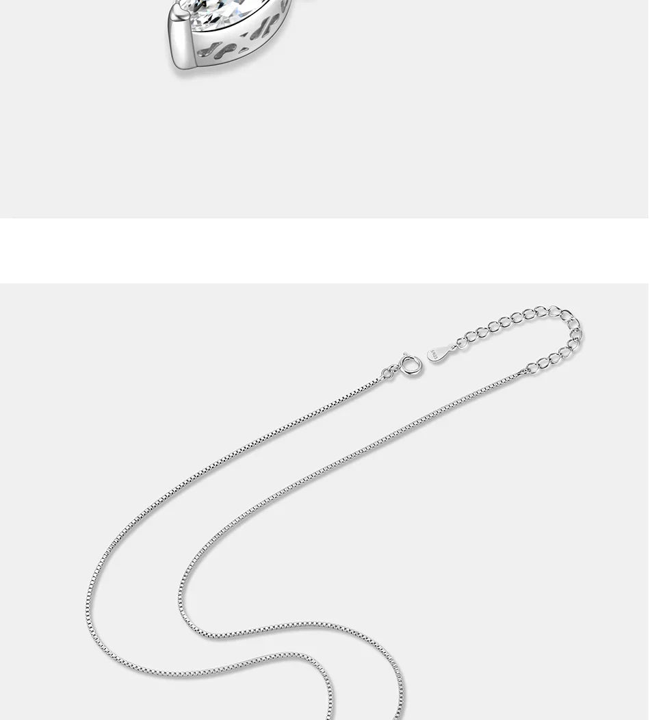 1CT Marquis Cut Moissanite Necklace for Women S925 Pure Silver Water Droplet Diamond Pendant Fashion Party Jewelry