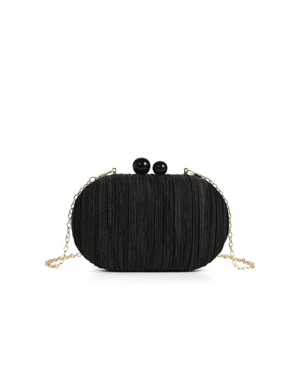 Elegant Satin Pleated Handbag 2025 New Niche Design Bridal Princess Ladies' Evening Bag Ceremony Cloth Round Purses and Clutches