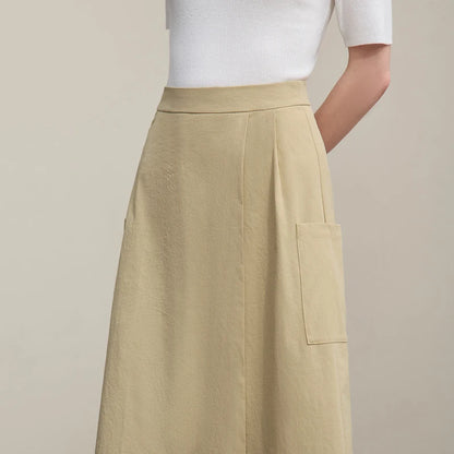 Women's A-Line Skirt 2026 Summer New Textured Relaxed Pocket Midi Culottes Versatile Casual Style Skirt For Women 12622124