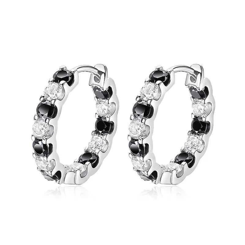100% 925 Sterling Silver 3mm Real Moissanite Hoop Earrings For Men Women 2023 Trending Luxury Wedding Party Fine Jewelry