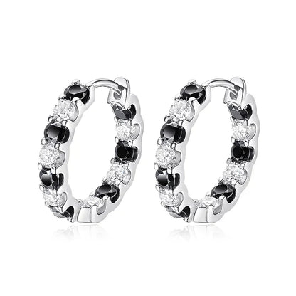 100% 925 Sterling Silver 3mm Real Moissanite Hoop Earrings For Men Women 2023 Trending Luxury Wedding Party Fine Jewelry