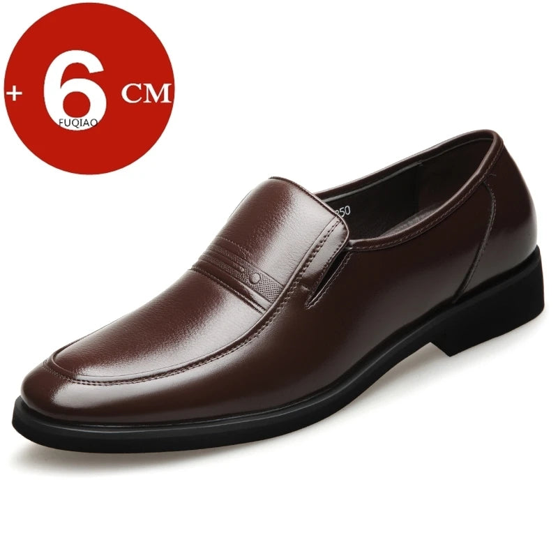 Mens 6CM Height Increase Dress Shoes Fashion Pointed Toe Business Casual Elevator Shoes Leather Oxfords Shoes Zapatos De Hombre