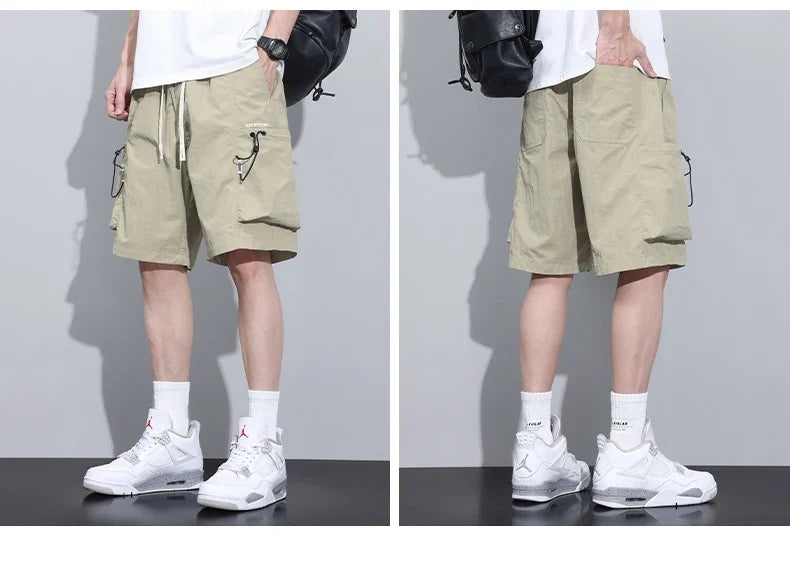 2024 Summer Thin Shorts for Men Cargo Pants Side Pockets Baggy Joggers Bermuda Knee Basketball Short Pant Male M-4XL