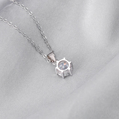 0.5-10CT Real Moissanite Pendant Necklace For Women D Color Round Diamond Necklace 925 Sterling Silver Classic Bride Jewelry