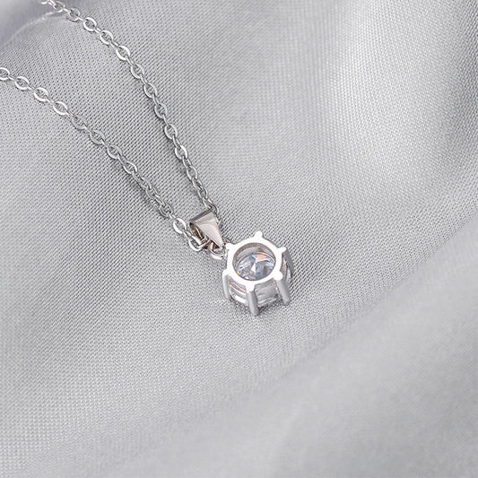 0.5-10CT Real Moissanite Pendant Necklace For Women D Color Round Diamond Necklace 925 Sterling Silver Classic Bride Jewelry