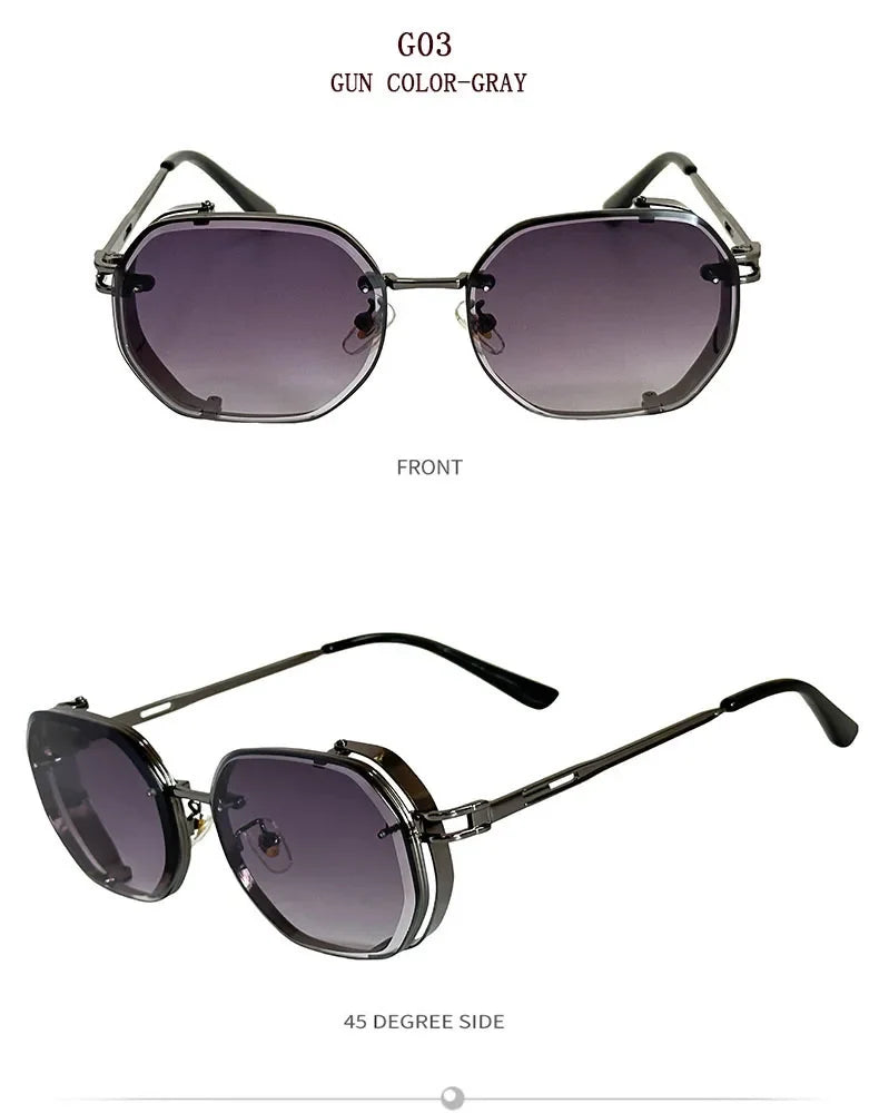 2024 Steampunk Sunglasses For Men Fashionable Square Punk Fashion Glasses Designer Sunglasses Women Trendy Gafas De Sol Hombre