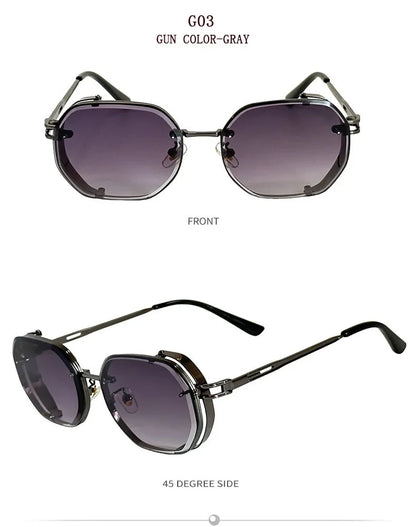 2024 Steampunk Sunglasses For Men Fashionable Square Punk Fashion Glasses Designer Sunglasses Women Trendy Gafas De Sol Hombre