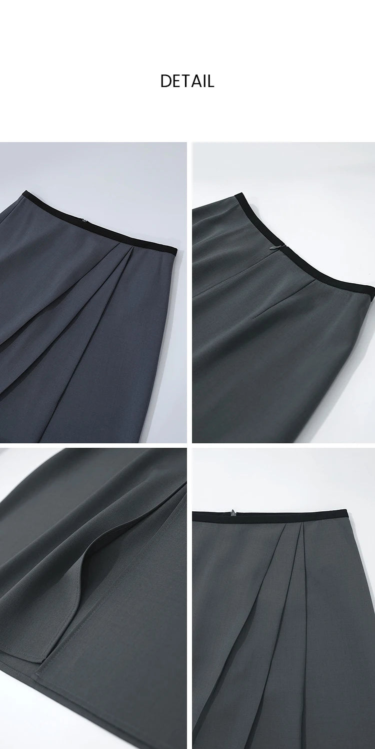 Women's Skirt 2026 Summer New Solid Color Wrinkle-Resistant Elegant Office Versatile Long Pleated Skirt For Women 12622145