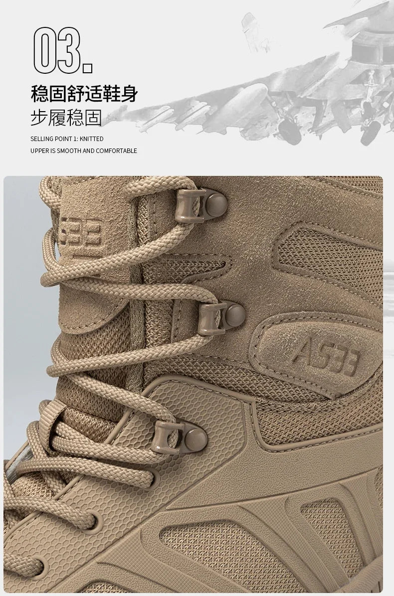 Men Tactical Boots Lace Up Desert Military Work Ankle Hiking Shoe Climbing Shoe Army Boot Unisex Size Plus Male Brand Waterproof