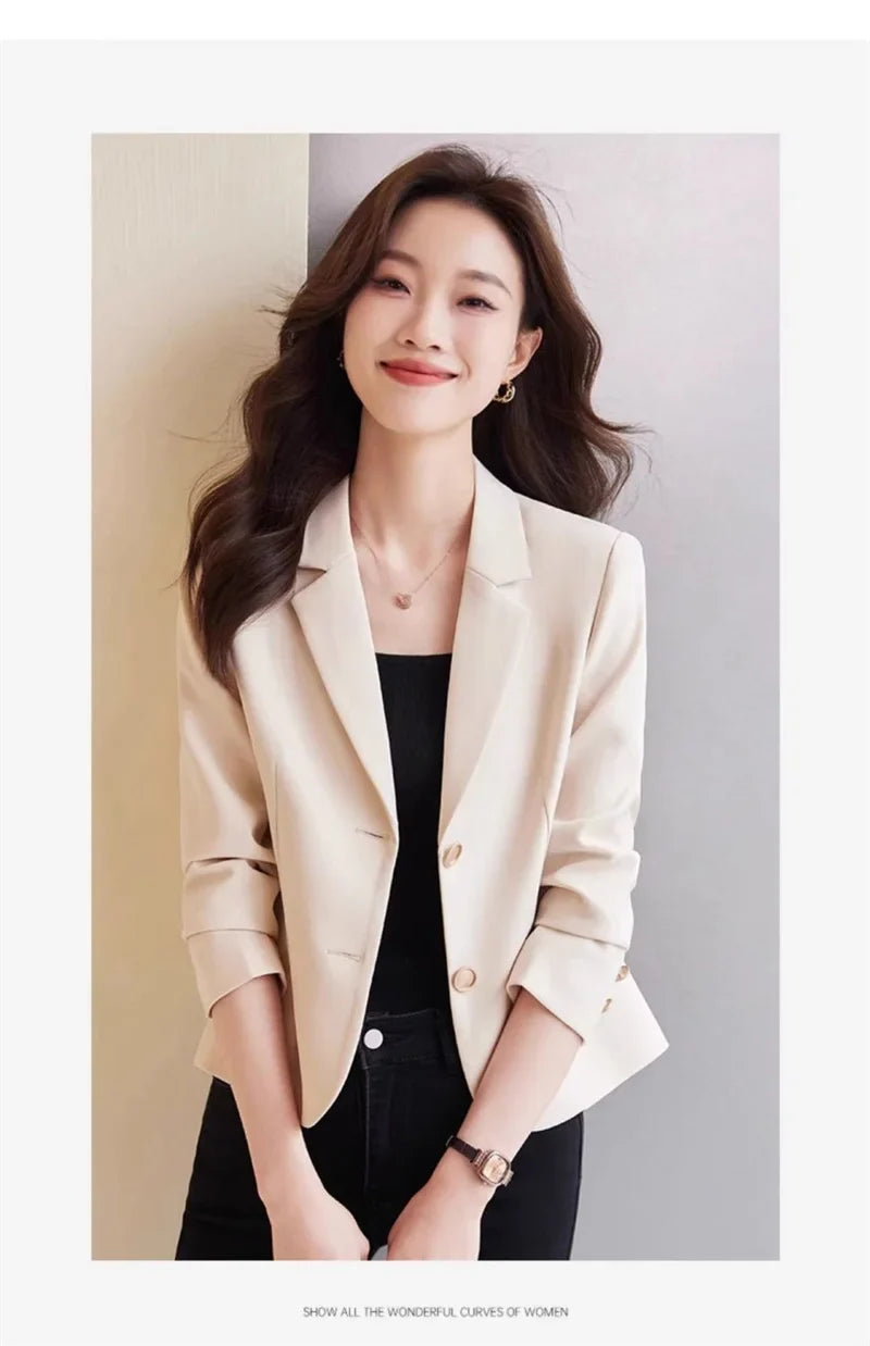 Advanced Sense Temperament Slim Small Blazers New Spring Autumn Short Women Jacket Casual Coffee Suit Coat Female Blazer Outwear