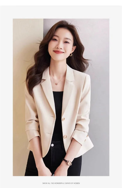 Advanced Sense Temperament Slim Small Blazers New Spring Autumn Short Women Jacket Casual Coffee Suit Coat Female Blazer Outwear