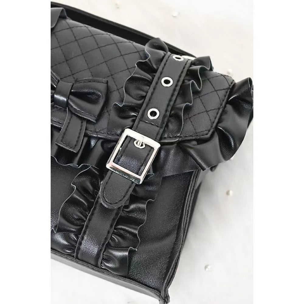 Kawaii Day Sweet Cute Thunder Women's Handbag Lolita Gem Ruffle Bow Shoulder Crossbody Bags Japanese Lolita Bags for girls