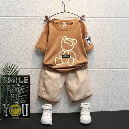 Summer Korean Infant Boys Clothes Sets Fashion Cotton Baby Girls Short T-Shirt Suits Casual