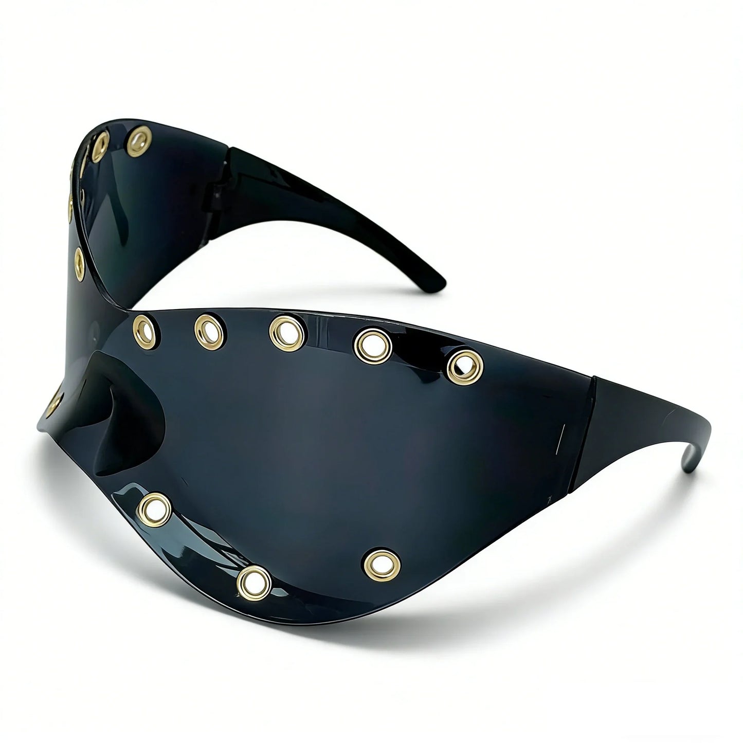 Unisex Y2K Punk Fashion Sunglasses - Futuristic One-Piece Goggles Metal Ring Rave sunglasses womenfor Rave & Cyber Party