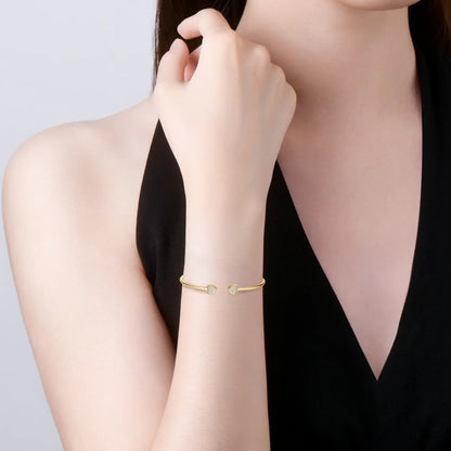 0.5CT Moissanite Bangle Bracelet 18K Gold Plated 925 Sterling Silver Classic Bangle Bezel Set Diamond Bracelet for Women Gifts