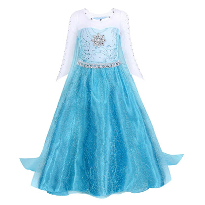 2026 Vestidos Snow Queen Princess Dress Girls Costume Halloween Kids Role-play Carnival Children Birthday Party Dress