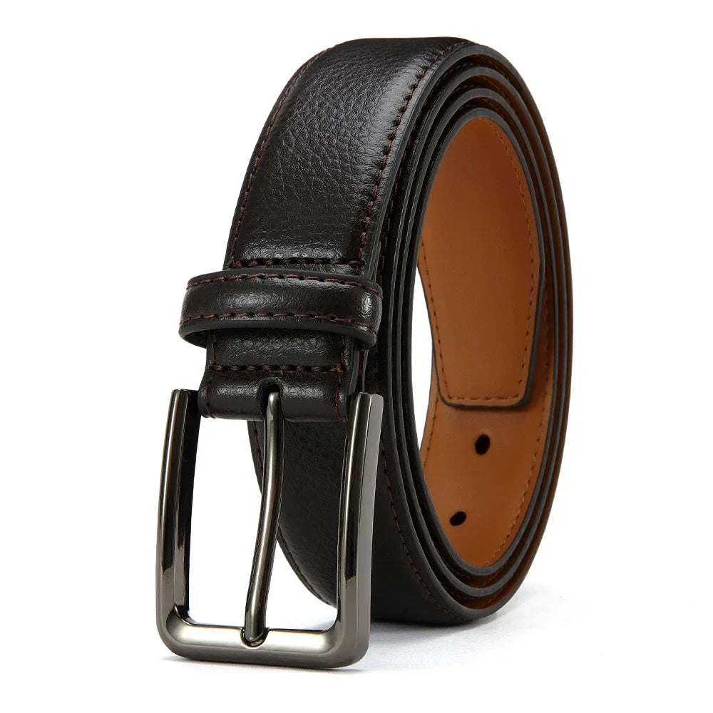 Men's Fashion Metal Alloy Automatic Buckle Adult Leather Brand Jeans Business Belt