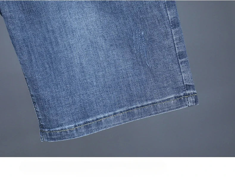 Summer Thin Men's Embroidered Denim Shorts Fashion Stretch Slim Breathable Straight Jeans Personality Bermuda Short Pants Male
