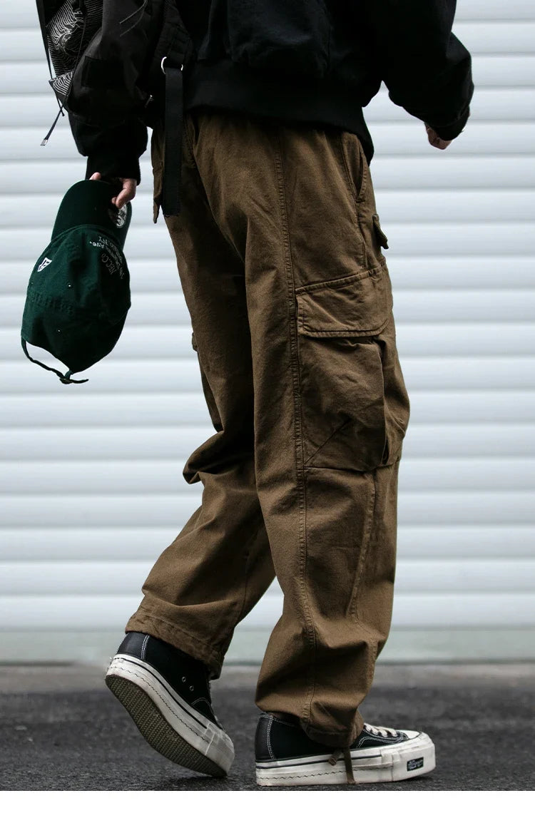 Oversized Cargo Pants For Men Multi Pocket Loose Fit Streetwear Casual American Style Korean Trendy Fashion Straight Leg Pants