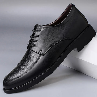 Luxury Brand Men Casual Flats Genuine Leather Business Oxford Shoes Antiskid Gentleman Shoes Crocodile Pattern Formal Dress Shoe
