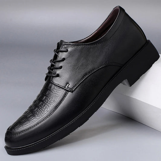 Luxury Brand Men Casual Flats Genuine Leather Business Oxford Shoes Antiskid Gentleman Shoes Crocodile Pattern Formal Dress Shoe