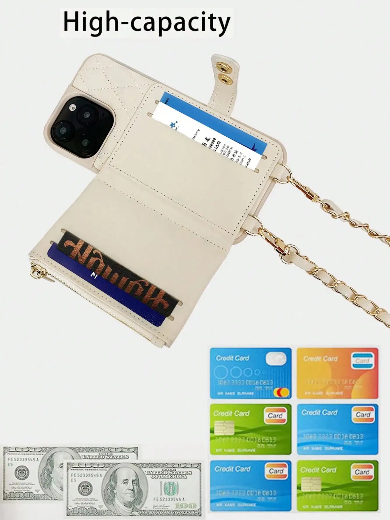 Lingge Double Button Fragrant Wind Phone Case, Change Card Bag, Quilted Leather Cover, Suitable for Apple 17/16/15/14/13/12/11