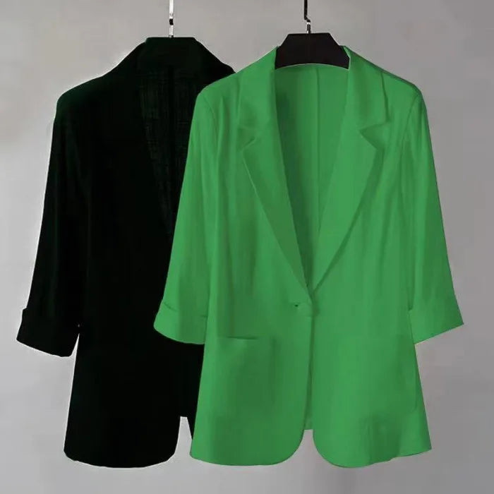 Linen Small Blazer For Women, Thin  Summer Suit, Korean Version, Sun Protection, Casual British Style, White And Black