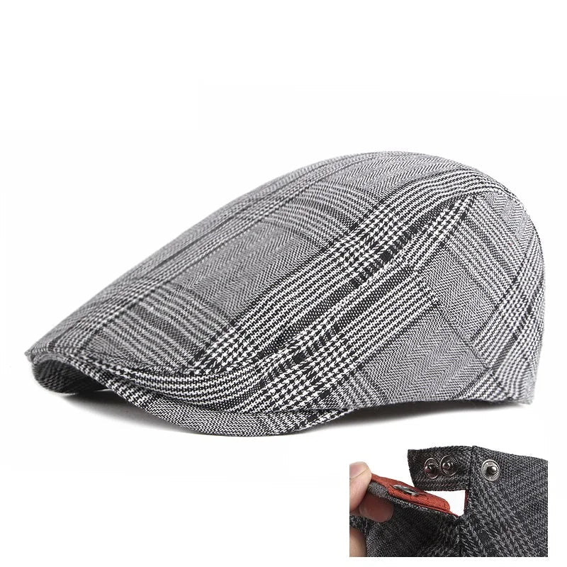 Men's Women's Beret Herringbone Flat Ivy Newsboy Hat Wool Blend Gatsby Cabbie Adjustable Cap