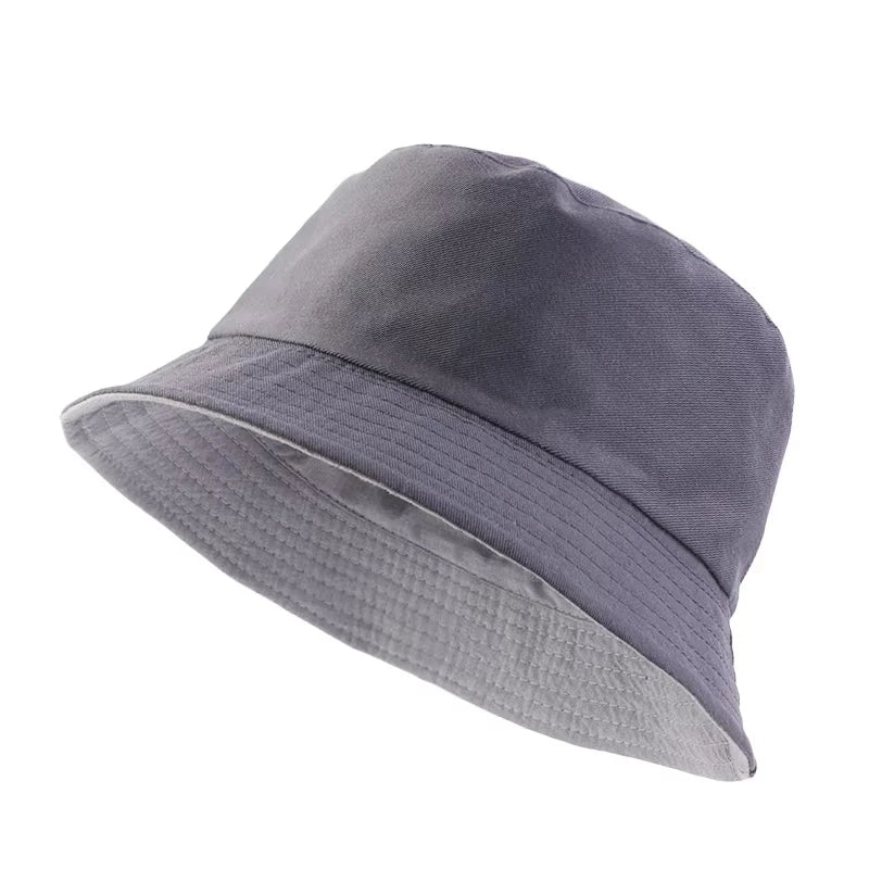Spring Summer Unisex Solid Color Fisherman Cap Foldable Bucket Hat Outdoor Sunscreen Hat Caps Fashionable Double-sided Basin Hat