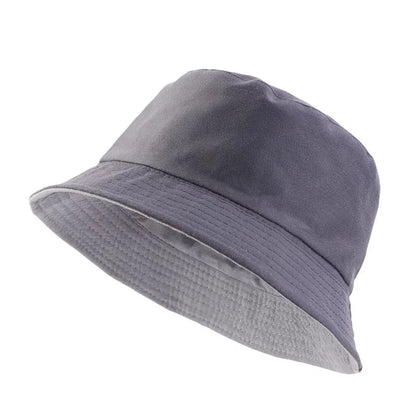 Spring Summer Unisex Solid Color Fisherman Cap Foldable Bucket Hat Outdoor Sunscreen Hat Caps Fashionable Double-sided Basin Hat