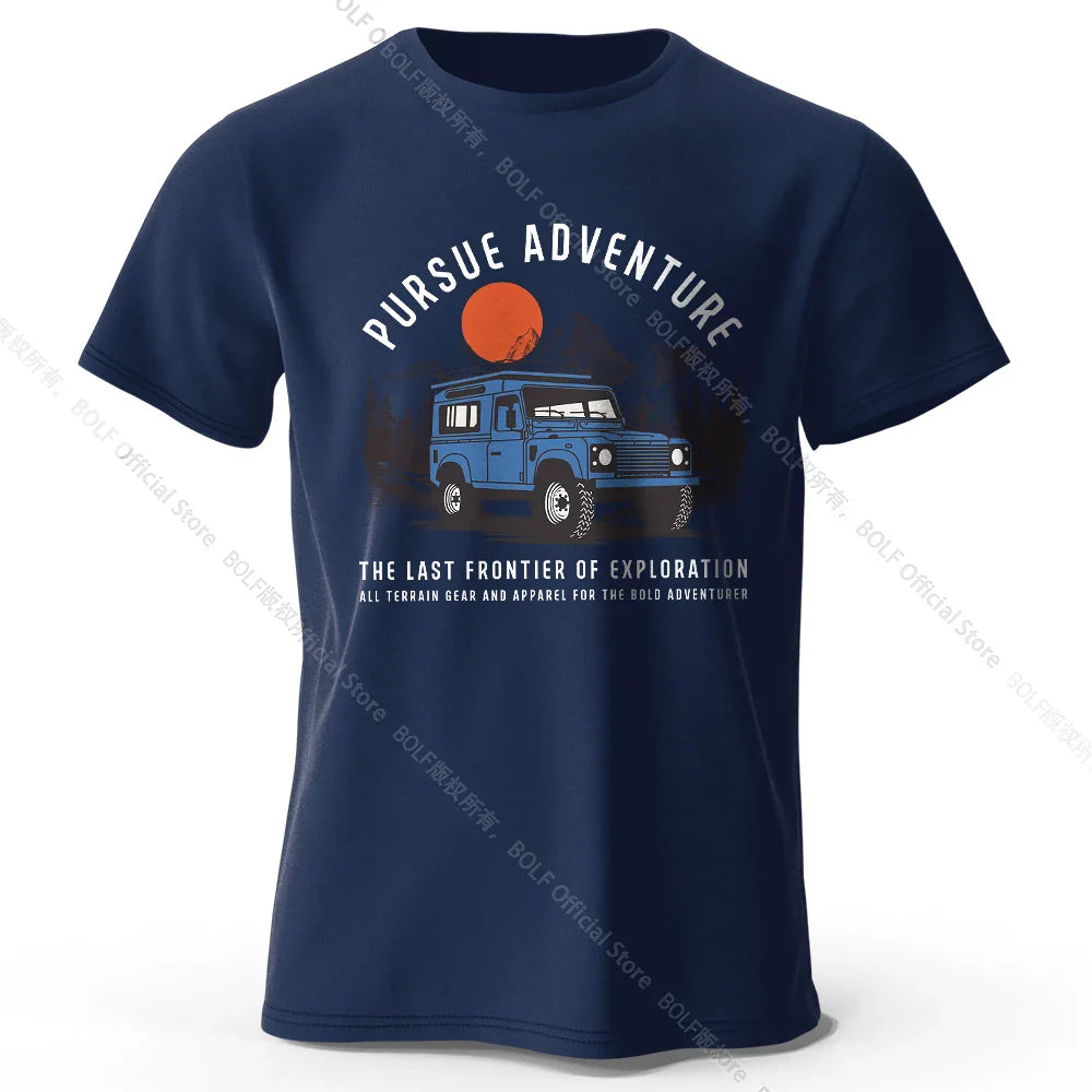 Wilderness Explorer Vintage Medal Printed Unisex Men Women T-Shirt Tees Tops 100% Cotton Topographic Graphic Bushcraft Wear