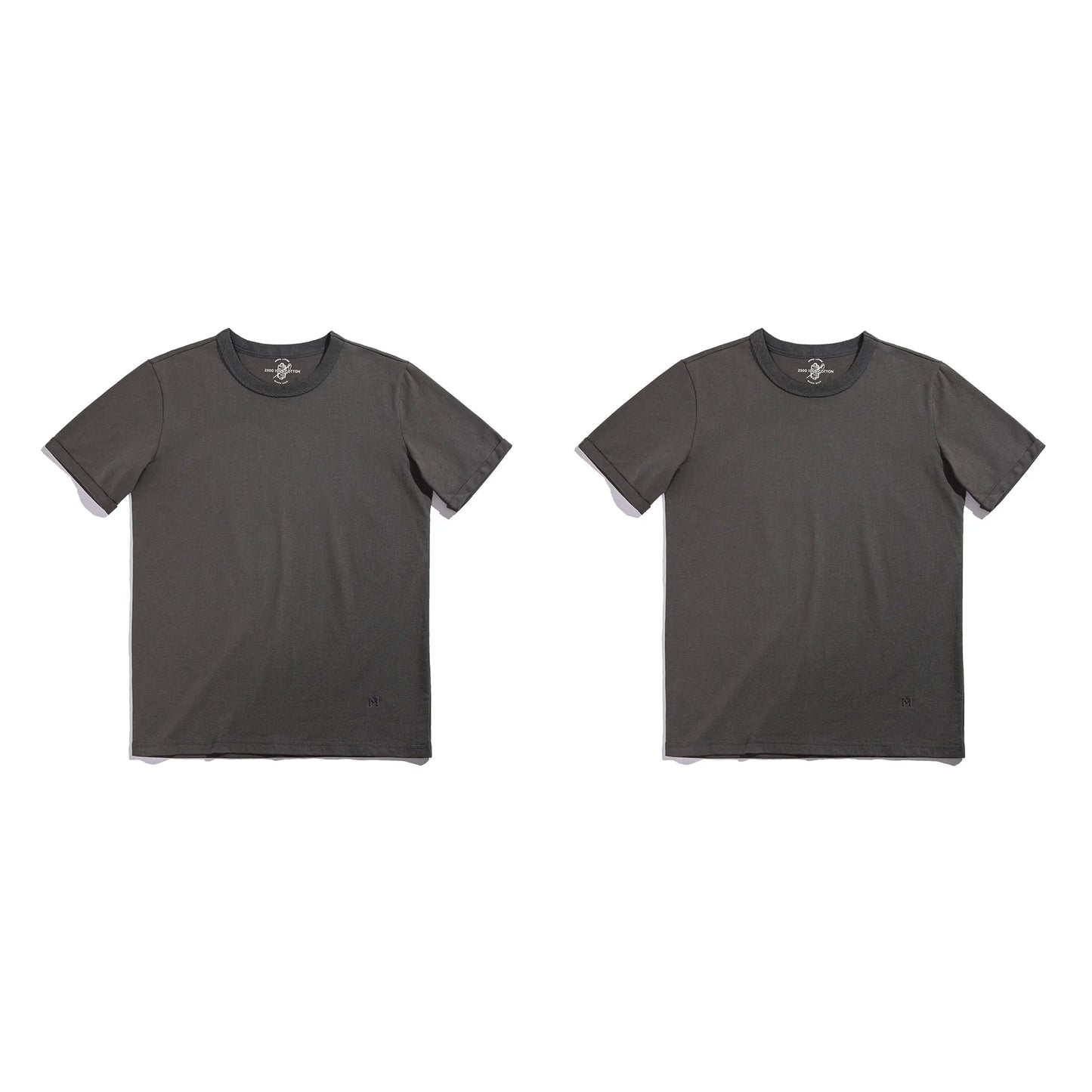 Summer Solid Color Short Sleeve T-Shirts 100% Cotton Round Neck Tees with Rolled Edge Cuffs Casual Tops for Men