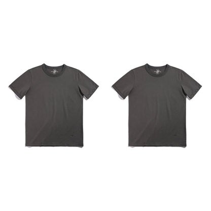 Summer Solid Color Short Sleeve T-Shirts 100% Cotton Round Neck Tees with Rolled Edge Cuffs Casual Tops for Men