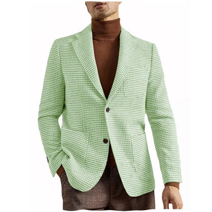 Men's Retro Suit Jacket English Style Casual Men's Large Size Jacket British Gentleman Wool Suit Trendy Tweed Houndstooth Suits