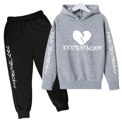 Kids Spring Hip Hop Star Print Tracksuits 4-14 Year Boys Girls Fashion Streetwear rap Hoodie+Pants Outfits Sets Children Clothes