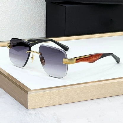 The Magic I Rimless High Street Sunglasses Big Square Germany Trendy Alloy Acetate UV400 Top Quality Outdoor Unisex with Case