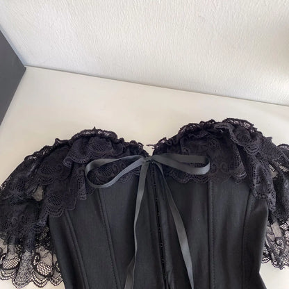 Feminine Lace Corset Tops Off Shoulder Lace Up Splice Summer 2026 Tank Top French Style Court Versatile Sensual Camis