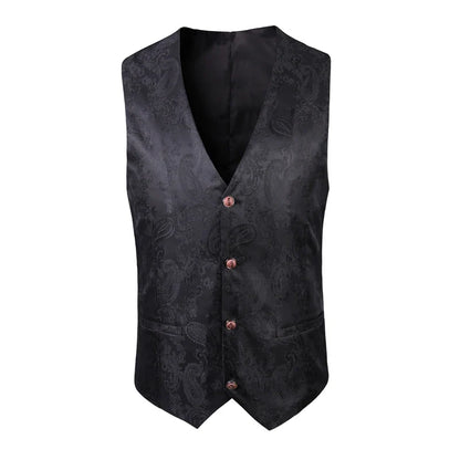 2025 New High-end V-neck Jacquard Black Vest for Men, White Sleeveless Waistcoat, Silver Billiards Uniform ,male Magician Vests