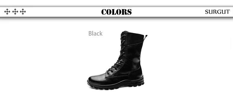 SURGUT High Top Style Snow Boots Men Warm Men Lace Up Tactical Boots Brand Fashion Winter Ankle Boots Leather Outdoor Footwear