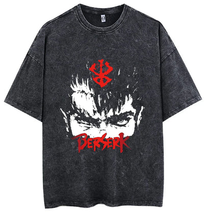 Hip Hop Men Streetwear T-Shirt Retro Vintage Washed Anime Graphic T Shirt Men Harajuku Cotton Casual Short Sleeve Tshirt Tops