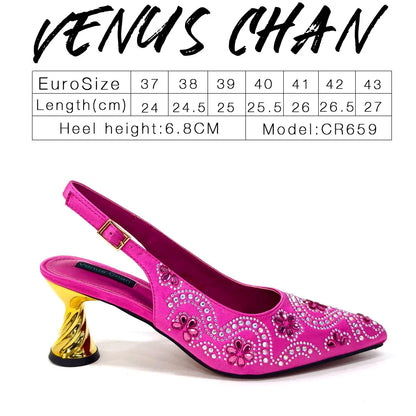 2024 Elegant Rhinestone Pointed-Toe Pumps With Matching Bag Set Large Capacity Bag for Women's Party High Heels