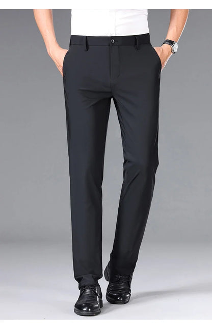 Brand Clothing 2026 Summer High Stretch Men's Casual Pants Quick Dry Business Straight Pants Thin Formal Suit Trousers Male 40