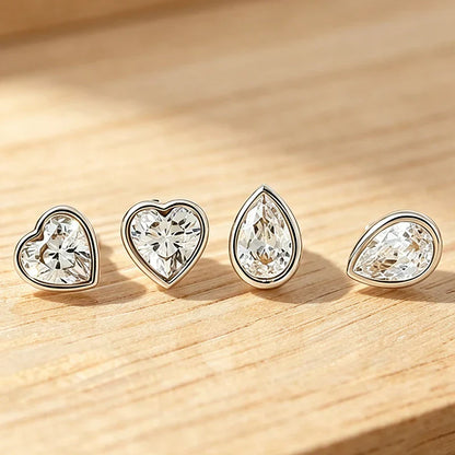 Bezel Set Pear Cut 1CT Moissanite Stud Earrings for Women Man s925 Silver Lab Diamond Oval Round Bubble Ear Fine Jewelry